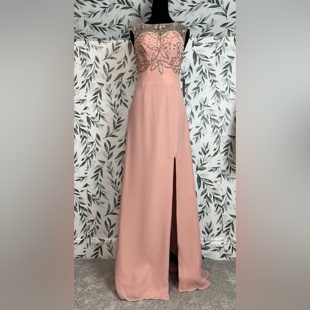 Prom Wedding Maxi Pale Pink Formal Dress Size XS (2) NWT Pageant Ball Gown #9